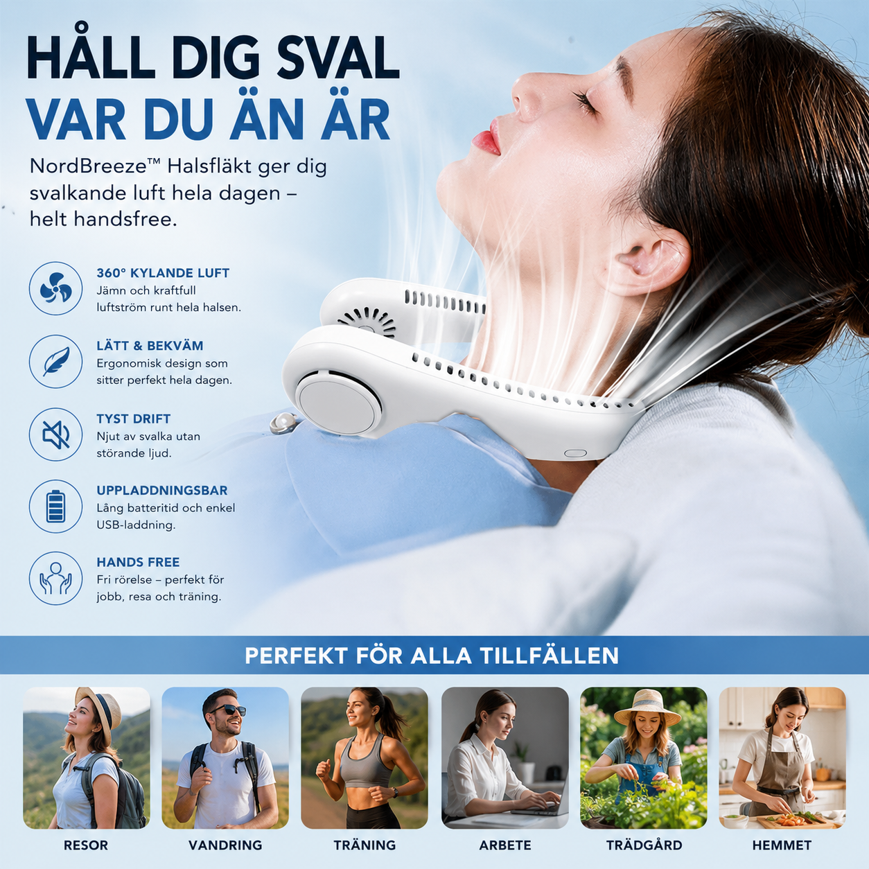 NordBreeze™ – Uppladdningsbar Halsfläkt