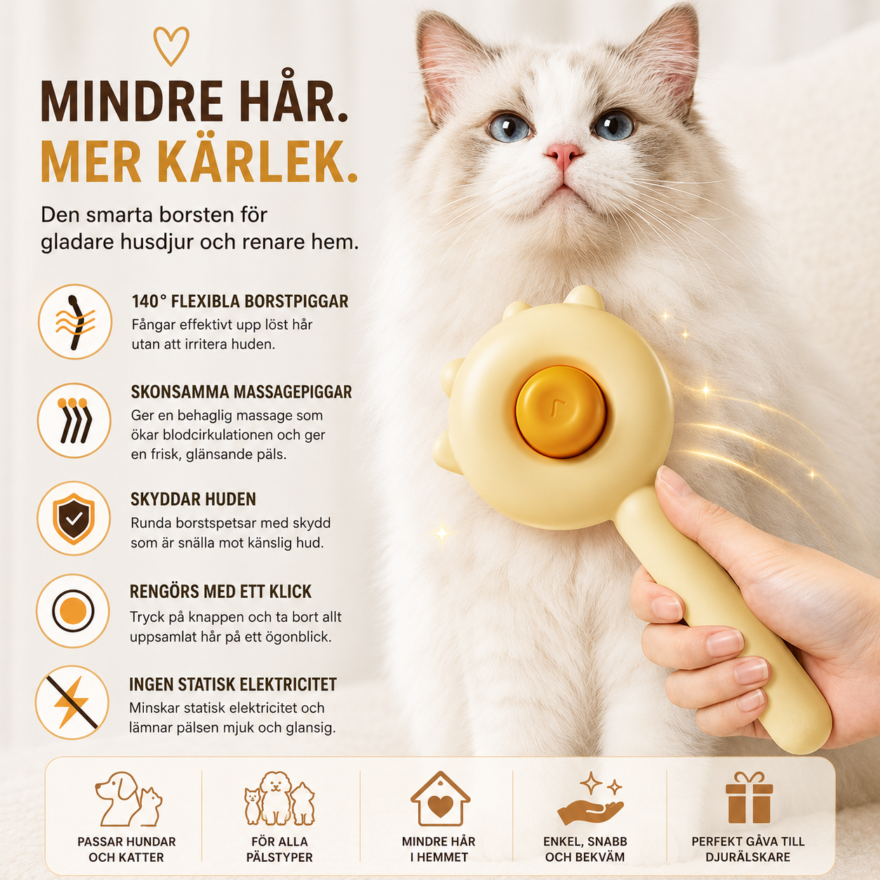 FurEase™ – Självrengörande Pälsborste för Hund & Katt