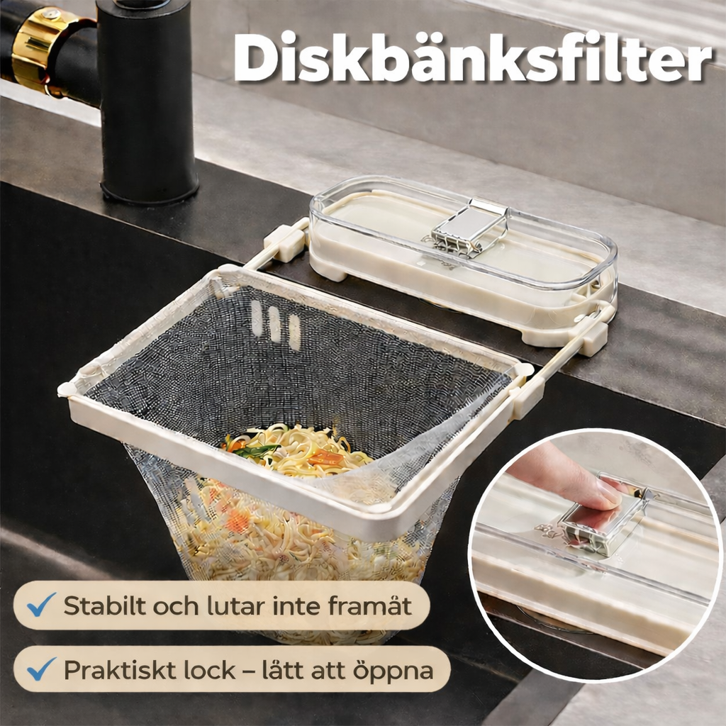 Diskbänksfilter med Sugkopp – Engångsficka för Matrester & Avfall
