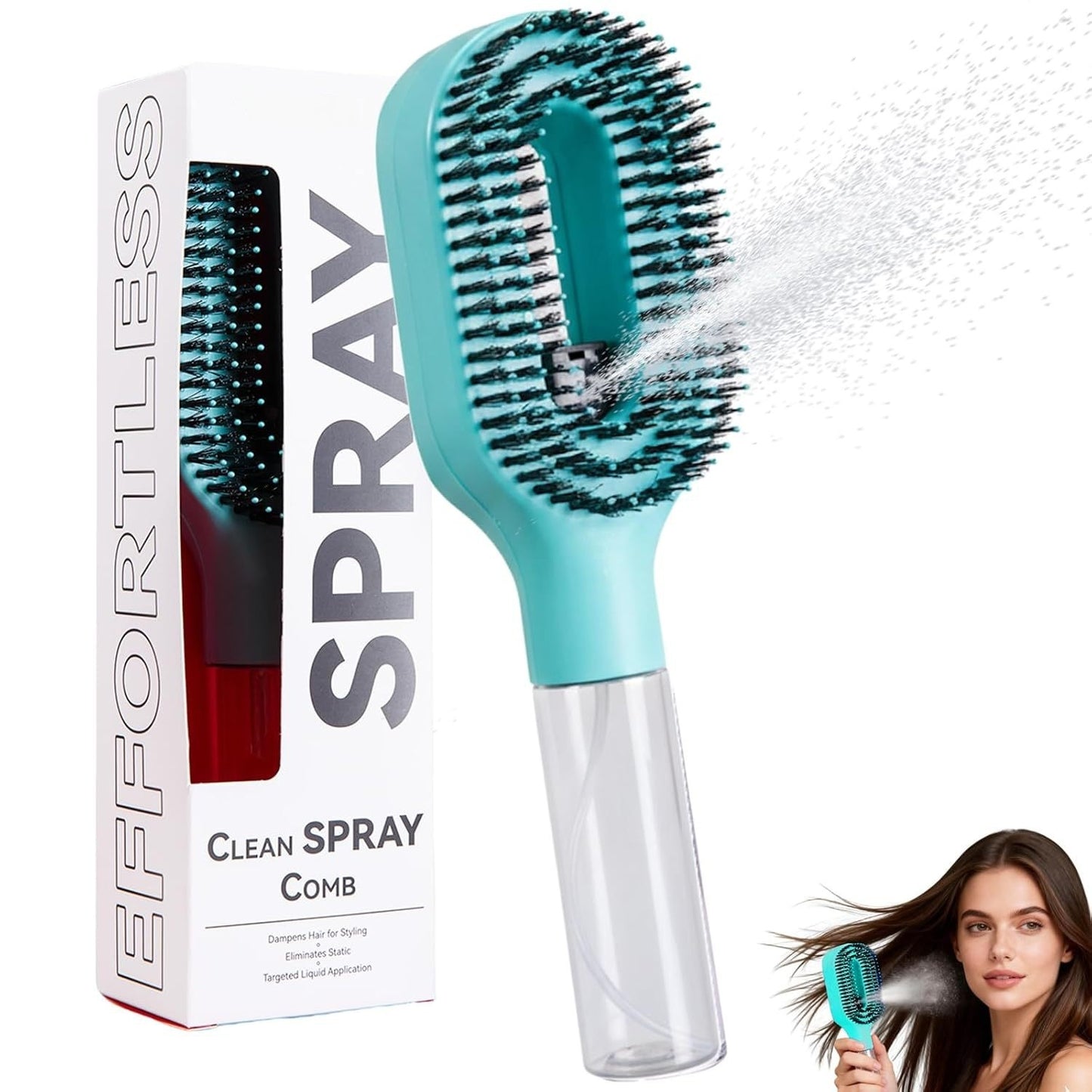 Anti-Frizz Hårborste med One-Click Spray – Slätare & Glansigare Hår Direkt