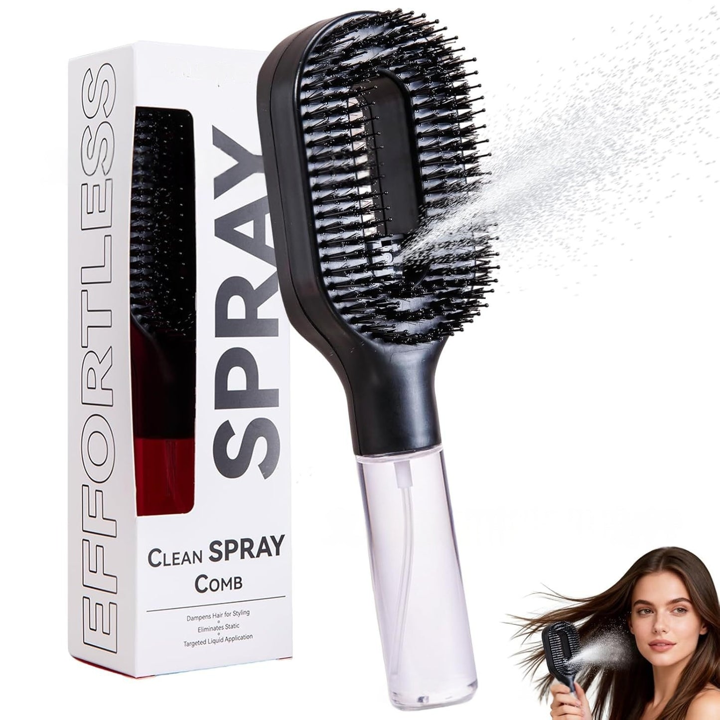 Anti-Frizz Hårborste med One-Click Spray – Slätare & Glansigare Hår Direkt
